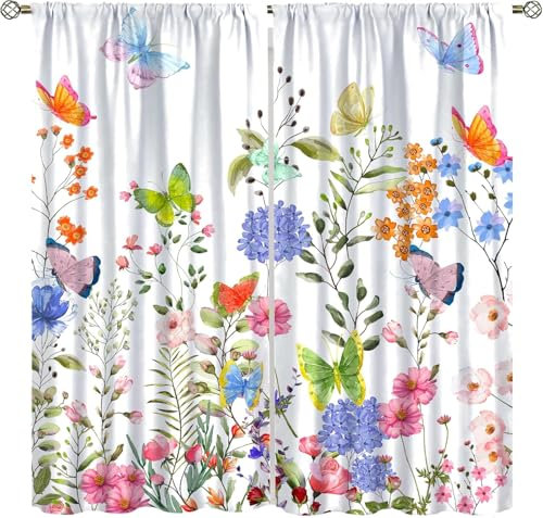 Verdunkelungsvorhänge 3D Digitaldruck Blumenpflanze Vorhang 2Er Set 140 (B) X 160 (H) cm Verdunkelungsvorhang Blickdicht Gardinen Kinderzimmer Schlafzimmer Wohnzimmer Isolierte Vorhänge 9426352242492