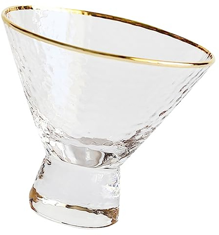 PRETYZOOM Coupe A Glace en Verre Dorée, Verre Cristal à Pied, Style Élégant et Délicat, pour Dessert, Petit-déjeuner et Glace