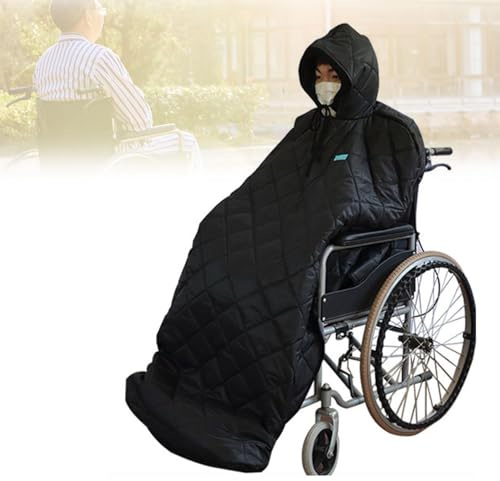 Wheelchair Windproof Cloak, All-Inclusive Cold Protection, with Tether Rain Poncho and Hood, for Winter Leg Body Warmth