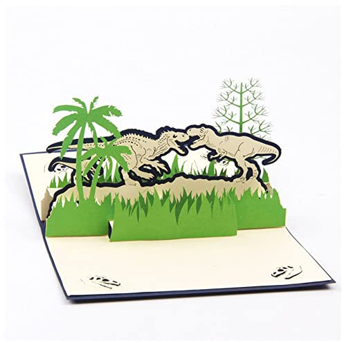 JYMALISA Grußkarte 3D-Laserschneide-handgefertigte Cartoon-Jurassic-Dinosaurier-Papier-Einladungskarte Grußkarte Postkarte Geburtstagsgeschenk Grußkarte Hochzeit
