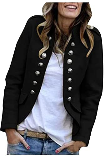 Piumino da donna pesante da donna con colletto alla coreana cappotti slim inverno corto con bottoni a maniche lunghe top in pelle scamosciata gilet spolverino, Nero , L
