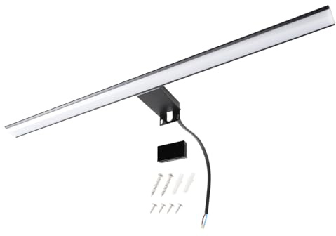 da LIGHT LED Spiegellampe 12W 850LM, Badzimmerlampe 60CM, IP44 Spritzwassergeschützt Spiegelleuchten, 4000K Neutralweiß Einfache Installation, Farbe Schwarz
