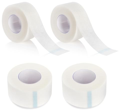 4 Rolls Micropore Surgical Tape, Hypoallergenic Surgical Tape 0.5 inch x 10yds for Skin, Dressings, Face, Wound Care Non-Woven First Aid Plaster Tapes, First Aid for Sensitive Skin