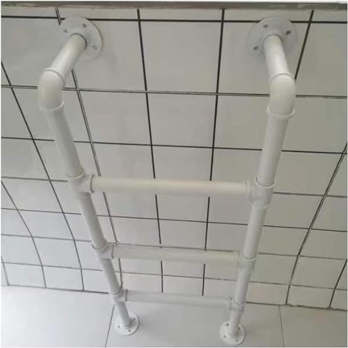 Scala in ferro resistente per cantina, finestra, pozzo, scala a castello in metallo per rimorchi, camper, garage e letti a soppalco, 1,1 m, bianca (107 cm)