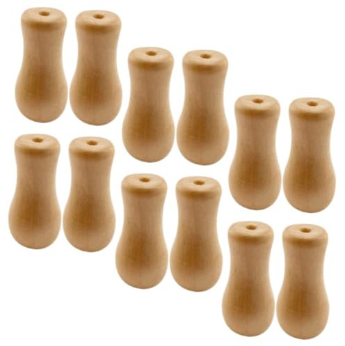 CLISPEED 12pcs Wooden Blind Pull Cord Knobs Roman Shades Curtain Drapes Accessories No Drill