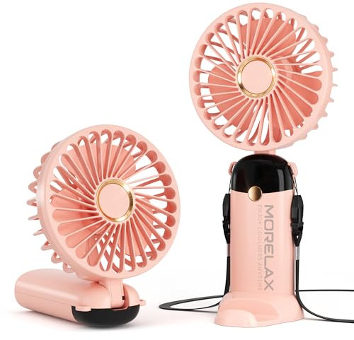 Handventilator, Tragbarer Mini Ventilator, 4000mAh Wiederaufladbar, Kleiner Taschenventilator Mit 6 Geschwindigkeitsstufen, 90° Faltbarer USB-Ventilator für Zuhause, Büro, Schule, Outdoor, Rosa