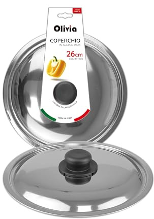 IPEA Tapa Sartén y Olla de Acero Inoxidable – 18/20 / 22/24 / 26/28 cm – Tapa Redonda Universal con Pomo para Sartenes de Cocina y Ollas – Lavable en Lavavajillas