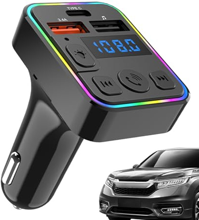 Trasmettitore FM per auto - Adattatore per lettore MP3 USB e Type -C | Kit di aggiornamento radio wireless chiamate chiamate music streaming Charger Audio Combo