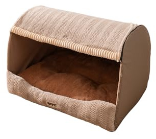 Galatée Hundebett, Waschbares, Faltbares, Weiches Katzenhöhlenbett Mit Abnehmbarem Kissen, Süßes Katzenhaus, Haustiernest Für Den Innenbereich Mit Rutschfester Unterseite(XL, Hellbraun)