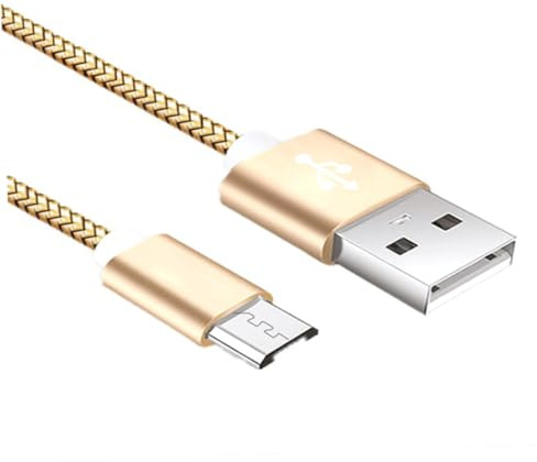 LIFKICH Cable Micro USB Nylon Tressé pour Charge Rapide et Synchronisation Compatible Smartphones et Appareils avec Port Micro USB Transfert de Données Rapide et Portable Couleur Or
