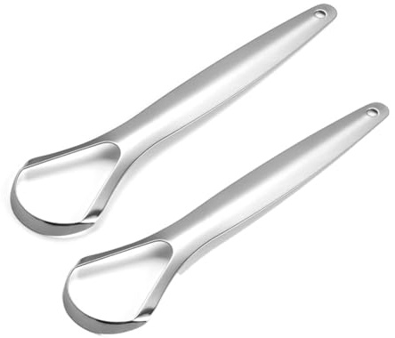 Zungenschaber aus Edelstahl für Erwachsene, Metall-Zungenreiniger für Mundhygiene, reduziert Mundgeruch, Zungenschrubber für den täglichen frischen Atem (L), 2 Stück