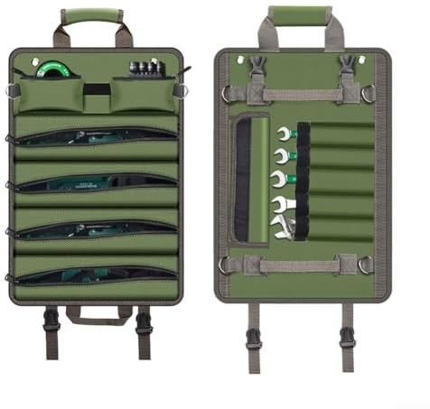 Springwillfly Portable Roll Up Toolkit Made From Thickened 168D Oxford Cloth Featuring Waterproof And Puncture Resistant Design With Multiple Pockets(A)