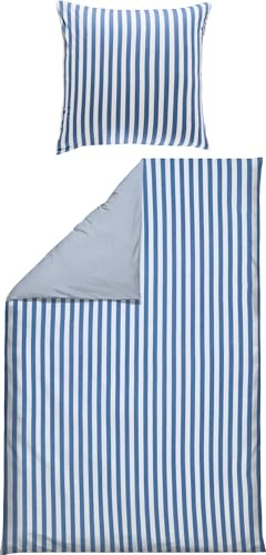 Erwin Müller Wendebettwäsche Mako-Satin blau-weiß Größe 1x 135x200 cm + 1x 80x80 cm