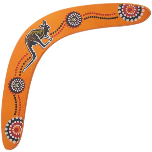Angoily Boomerang en Bois Solide 33x2,5x0,5 Cm Volant Sportif à Lancer et Attraper pour Plein Air, Jeu Multijoueur de Loisirs en Extérieur, Équipement de Sport pour Camping et Activités