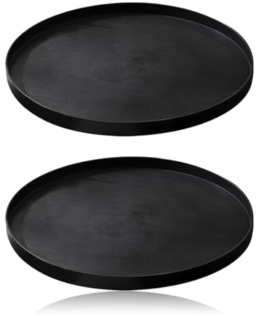 Rund Serviertablett,30cm Deko Tablett rutschfeste Metalltablett,2Stk Dekotablett Servierbrett Speiseteller Kellnertablett Dekoteller Servierplatte Dekoschalen für Kosmetik,Dessert,Wohnzimmer,Plastik