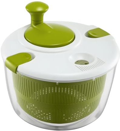 Minifactory Salad Spinner 3.5 Litre – BPA-Free Plastic Lettuce Dryer & Vegetable Washer with Non-Slip Base, Dual Function Serving Bowl & Strainer – Easy One-Hand Operation for Healthy Eating (Green)