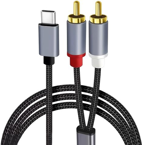kclkda USB C to RCA Audio Cable, Type C Phono Red And White Aux Lead Y Splitter Compatible with Iphone I-Pad I-Pod for Amplifier Hifi Dj Speakers Amplifier Turntable TV Car Stereo (1M)