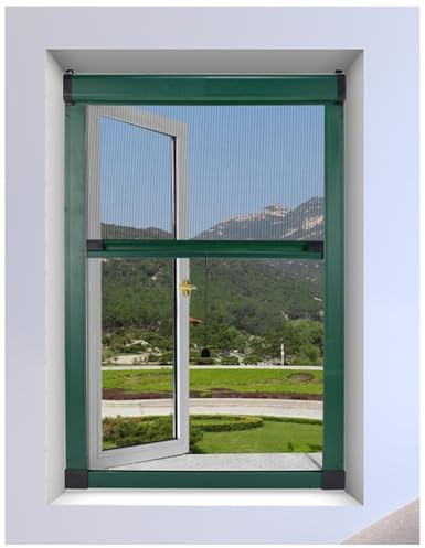 APMOE Net Window Netting for Insects, Roller Fly Screens for Windows, Invisible Up and Down Sliding Type Retractable Window Fly Screen, Custom No Drill Roller Blinds for Windows - Aluminium Frame