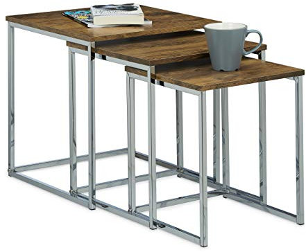 Relaxdays Beistelltische 3er Set, Couchtisch, Holz, Metall, Satztische, modernes Design, HxBxT: ca. 42 x 40 x 40 cm, natur