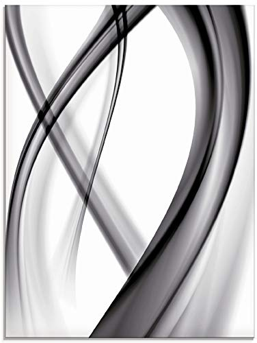 ARTland Wanddeko Glasbilder Wandbild Glas Bild einteilig 45x60 cm Hochformat Moderne Kunst Abstrakt Modern Rauch Welle Schwarz Weiß S7KQ