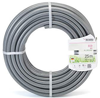 Rehau 18483 0 Allround Tubo da Giardino, 25 m Rotolo, Grigio, 13 mm, 1/2 Pollici