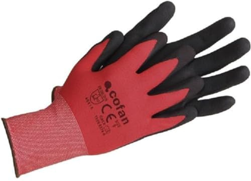 Cofan - Guante Impregnado Nitrilo Foam RojoNegro Talla:8 Bolsa de 12 Pares