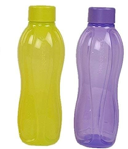 Tupperware Aqua-Safe Kunststoff-Wasserflasche, Gelb und Violett, 2 Stück, je 1 Liter