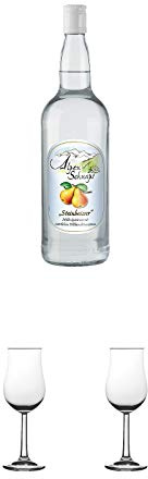 Alpenschnaps Steinbeisser Williamsbirne 1,0 Liter + Nosing Gläser Kelchglas Bugatti mit Eichstrich 2cl und 4cl 1 Stück + Nosing Gläser Kelchglas Bugatti mit Eichstrich 2cl und 4cl 1 Stück