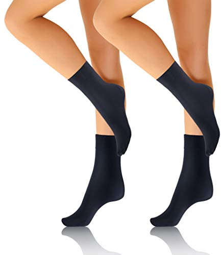 sesto senso damstrumpor mikrofiber 2-pack en storlek silke fina strumpor 40 DEN skostrumpor, 2-pack – mörkblå, one size