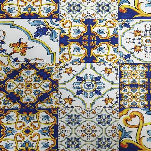 Tessuto al metro Twill Digitale made in Italy larghezza 140 cm per arredo casa, tende divani tappezzeria di pregio, stoffa elegante per progetti sartoriali e fai da te (591-Giglio-Geometrico)