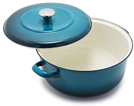 Merten & Storck Forno Olandese in Ferro Smaltato Fatto a Mano, Adatto a Tutti i Tipi di Fornelli, Induzione e Forno, 26 cm/5 L, Blu Scuro