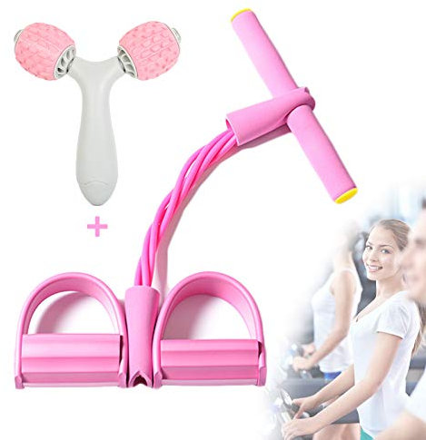 Extensor De Culturismo De Cuerda De Tensión Multifuncional 4 Tubos Elástico Pierna Ejercitador Con Masaje Corporal De 360° Para Abdomen Cintura Brazo Estiramiento Adelgazamiento Entrenamiento