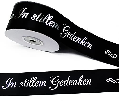 CaPiSo 20m Trauerband 40mm Breite mit Silber-Schrift personalisiert für Trauerschleife Trauer Grabschleife Schleifenband Gedenken Schleife Beerdigung Urnenbeisetzung Grabschmuck (20m)