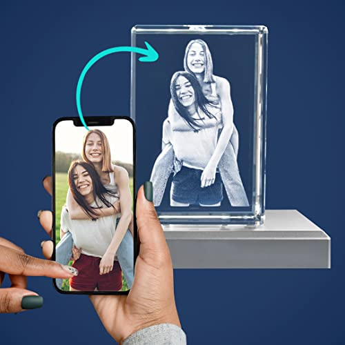 LOOXIS 3D Glasfoto - Ihr Foto in 3D in Glas gelasert - Fotogeschenk (mit Standard Leuchtsockel, L Hochformat)