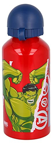 Borraccia termica Bottiglia in Alluminio per Bambini 400ml con beccuccio retraibile (Avengers Hulk Capitan America)