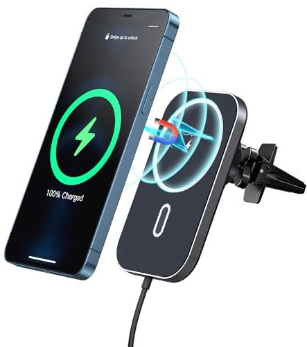 BHHB 15W Chargeur Induction Voiture Charge Rapide, Chargeur sans Fil Voiture Rotation 360° Support Téléphone Voiture Compatible avec i-Phone 16/15/14/13/12/Pro/Pro Max/Mini
