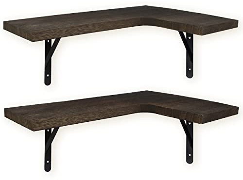 Eckregal hängend | Wandregal für die Ecke | Eckregal aus Holz mit Regal-Halterung für die Wand in Küche, Badezimmer, Wohnzimmer, Schlafzimmer usw. | Regale für Ecken im 2er-Set