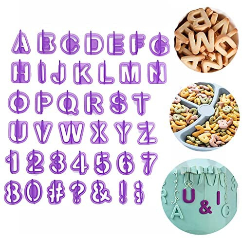 Buy-Simplicity® 40 Alphabet and Number Cutters for Cake Decoration, Fondant Cutting, Cookie Cutting Christmas Cutters Bakeware Tools | DIY Moulds for Wedding, Birthday and Party Cake Decoration