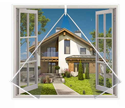 Eouyt Fliegengitter für Dachfenster 80x180cm Mit Klettvorhang Insektenschutz Moskitonetz Fenster Multifunktionaler Insektenschutz-Rollladen Badezimmer, Weiß