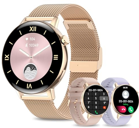 Smart Watch for Women(Answer/Make Call), 1.32 HD Bluetooth Smartwatch for Android Phones and iPhone, Waterproof Activity Fitness Tracker with 130 Sports Modes Pedometer Heart Rate Sleep Monitor