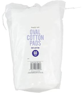 Simply Soft Wattepads, Weiß, 60 Stück (8 cm x 6 cm), schickes ovales Design, ideal zum Entfernen von Make-up und zur Hautreinigung