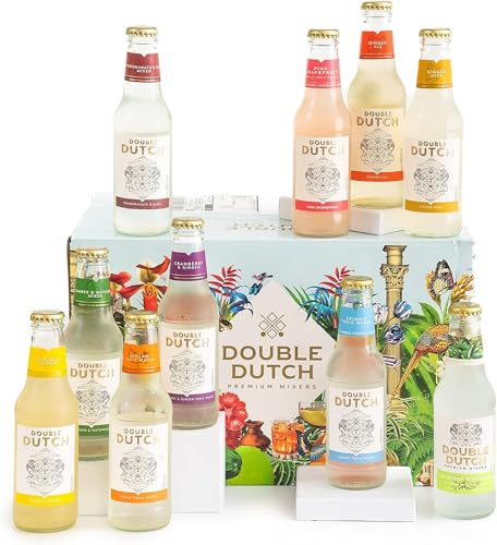 Double Dutch Premium Mixer Exploration Mixed Pack, 10 x 200ml Glass Bottles | Variety Pack, Includes Premium Mixers, Tonic Waters & Flavoured Sodas, Perfect for Gin, Vodka & Cocktails, Gluten Free, Vegan
