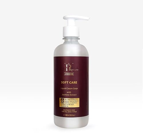 RENORA | Cremige Flüssigseife | Soft Care | Weiche, befeuchtete Hände | Nicht austrocknend, reinigend, antiseptisch und antibakteriell | Sulfatfrei, Jasmin Aroma, Mandelöl, Olivenöl, 500 ml