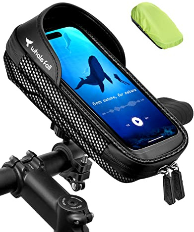 whale fall 360° Rotatable Waterproof Bike Phone Holder, Handlebar Bag with Touchscreen & Storage, Durable Bike Mount for Navigation & Daily Rides, Ideal Cycling Gift for Men, for Phones Under 7