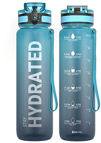 Sahara Sailor Water Bottle 1L, Leakproof Tritan Bottle with Time Marker | Bpa Free, Wide Mouth With Lock Cover And Cleaning Brush,For Gym School Cycling, 1 Count