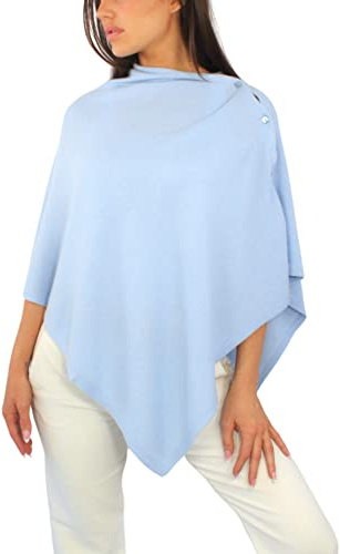 Win's Poncho en cachemire mélangé pour femmes - Fabriqué en Italie (Bleu ciel)