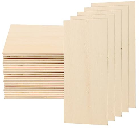 LEXININ 30 hojas de madera de tilo de 100 x 200 x 2 mm, hojas finas de madera de tilo, tablero de madera contrachapada sin terminar para manualidades