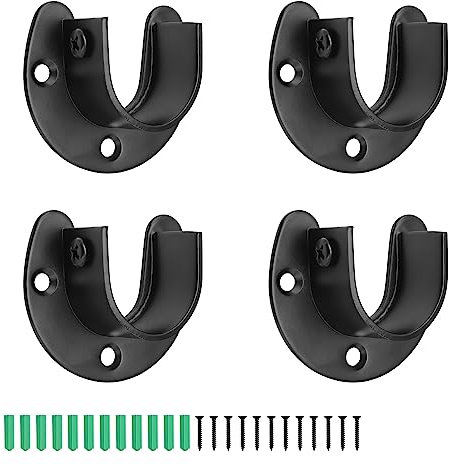 CHSEROK 4 Stück 25mm Kleiderstange Halterung, Stangenhalterung aus Edelstahl, Schwarze Schrankrohrlager, Rundrohr Halterungen für Schrank