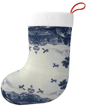 Delfter Blau Keramik 11×17,7 Zoll Weihnachtsstrümpfe Kamin Hängende Strümpfe Für Familie Dekoration Urlaub Party Dekor