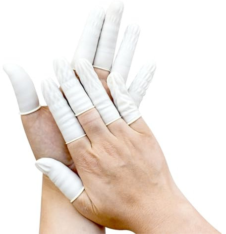 EUROPAPA® 100x Fingerlinge Latex, Fingerschutz, Antistatisch Allgemeine Fingerlinge aus Gummi für Kosmetik, Reinigung (Weiß, L)
